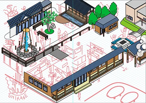 道の駅しかべ間歇泉公園の図解プロセス