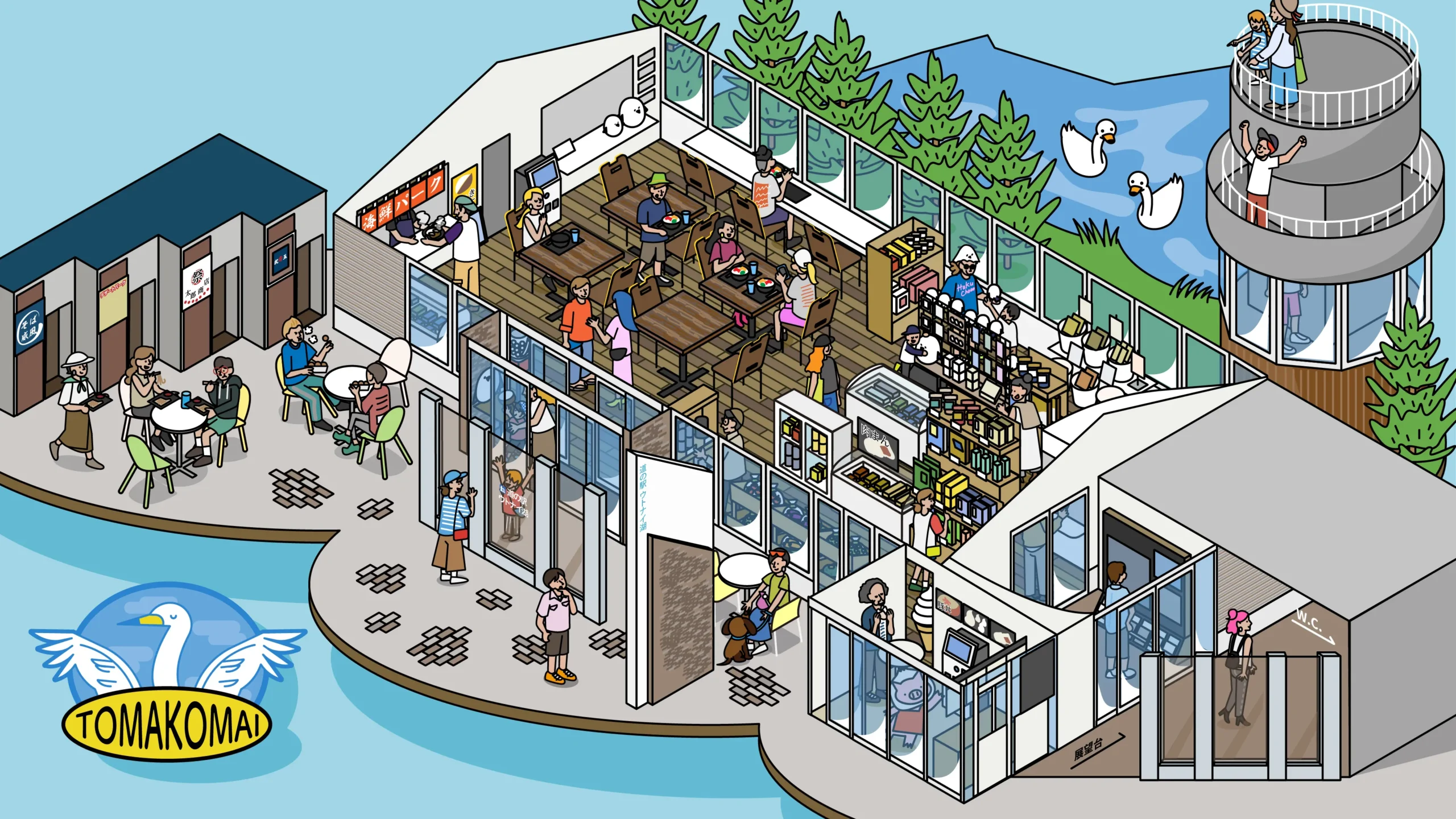 道の駅ウトナイ湖の図解イラスト