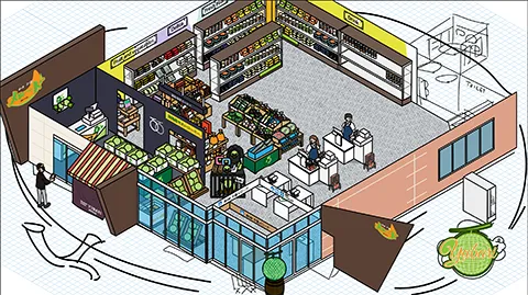 道の駅夕張メロードの図解イラスト
