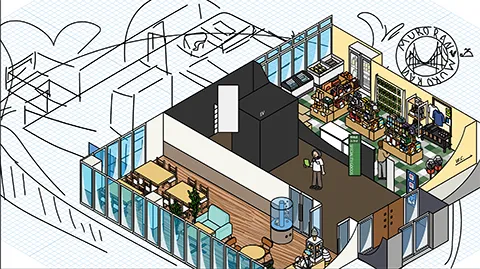 道の駅みたら室蘭の図解イラスト