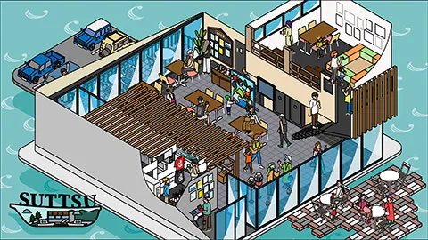 道の駅みなとま~れ寿都の図解イラスト