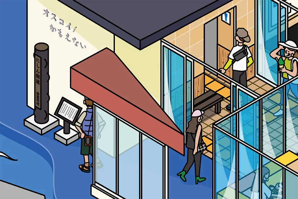道の駅オスコイ!かもえないの図解イラスト